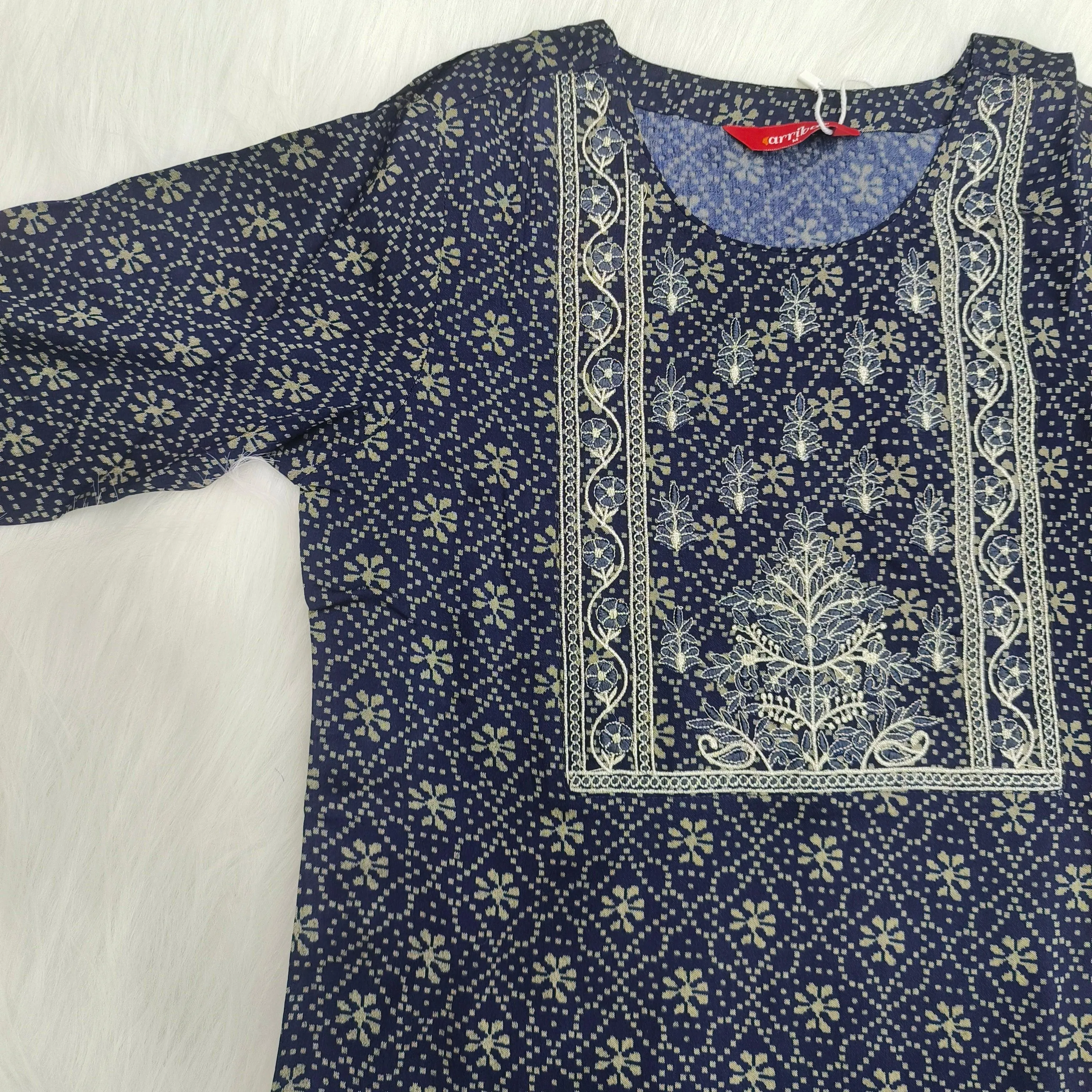 NAVY BLUE PRINTED KURTA