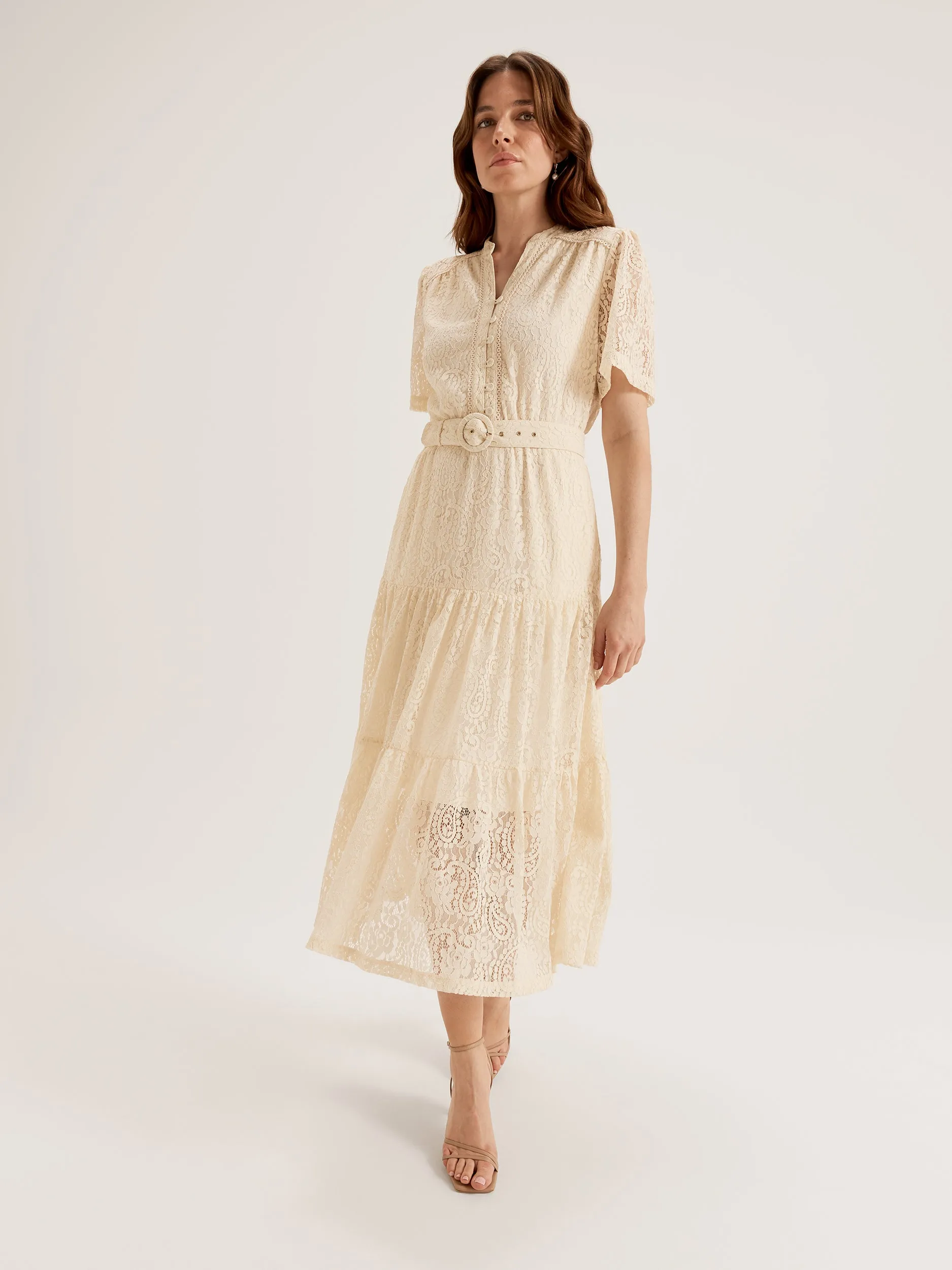 Paisley Lace Midi Dress