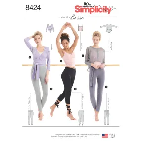 Pattern 8424 Misses' Knit Leggings in Two Lengths and Three Top Options