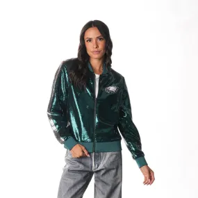 PHILADELPHIA EAGLES SEQUIN BOMBER - BLACK