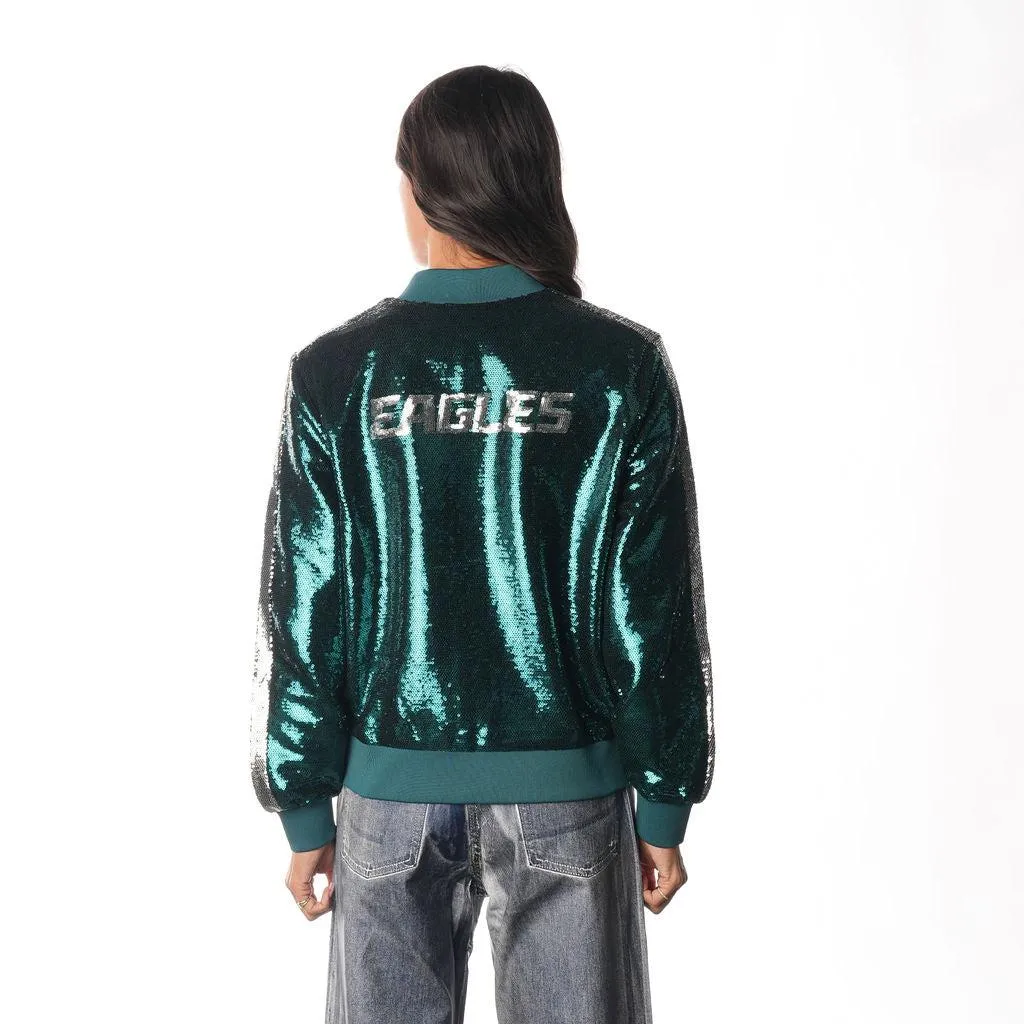 PHILADELPHIA EAGLES SEQUIN BOMBER - BLACK