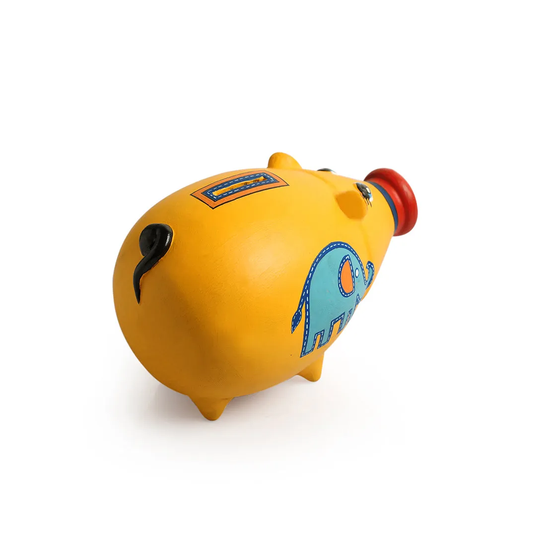 'Piggy Collective' Hand-Painted Piggy Bank In Terracotta (Yellow)