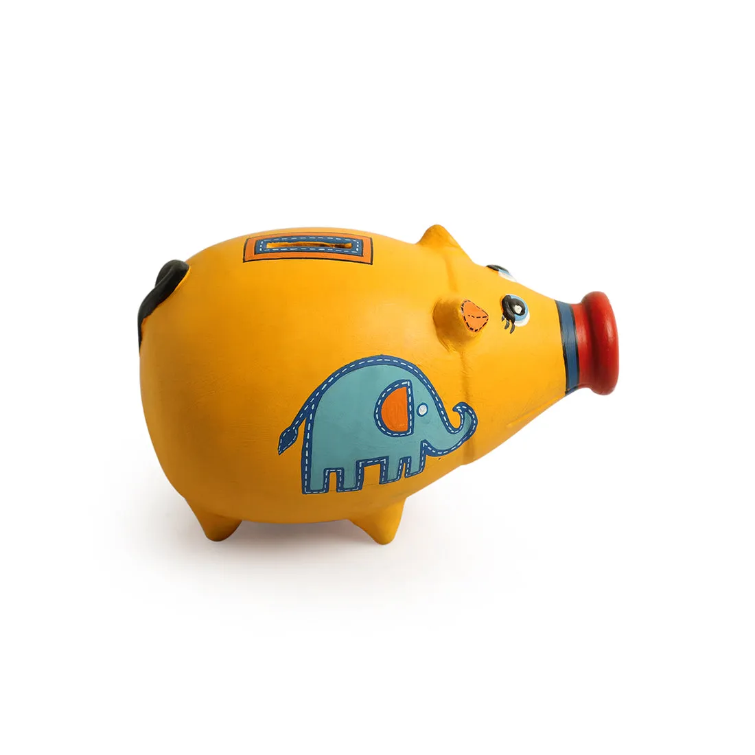 'Piggy Collective' Hand-Painted Piggy Bank In Terracotta (Yellow)