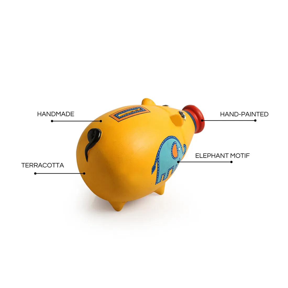 'Piggy Collective' Hand-Painted Piggy Bank In Terracotta (Yellow)