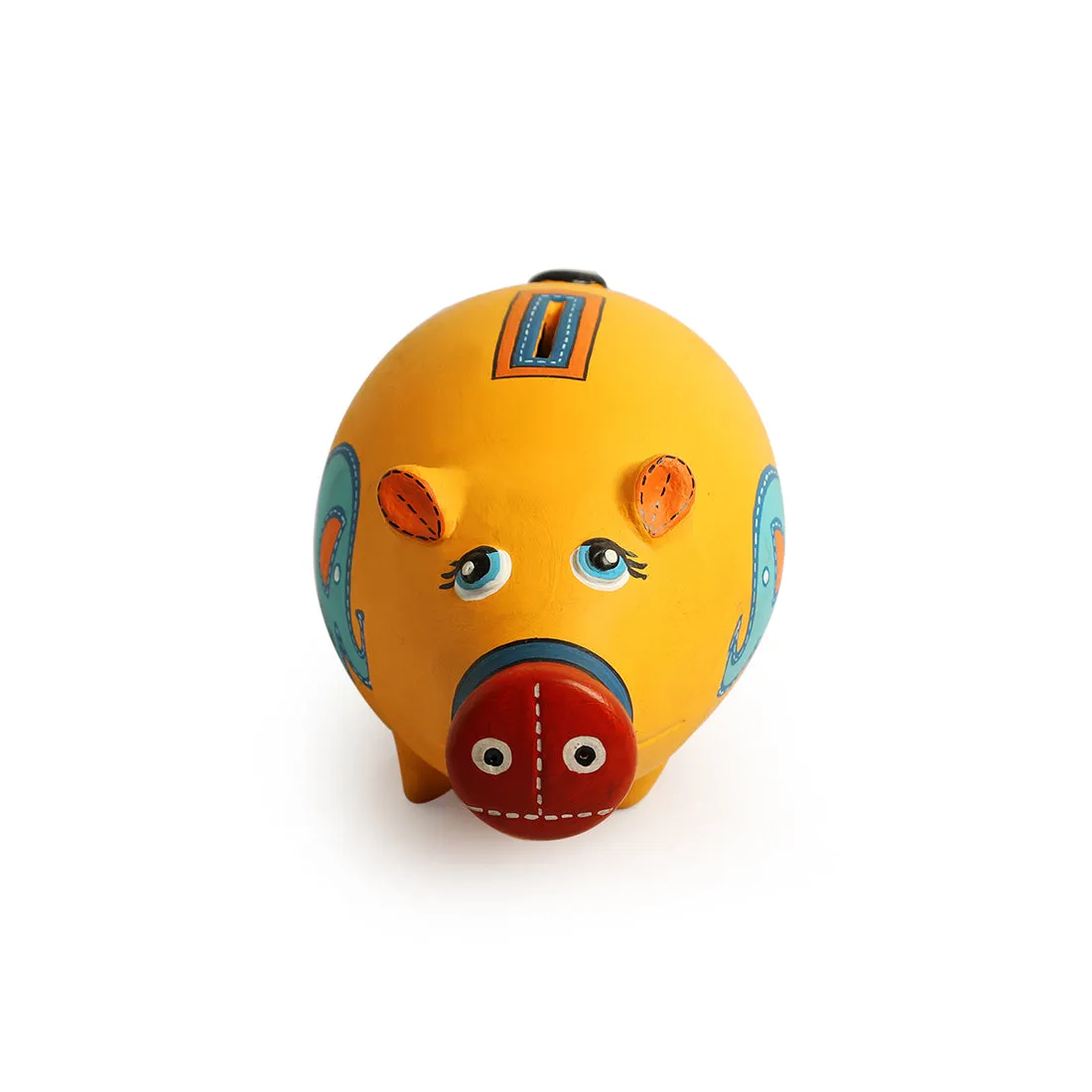 'Piggy Collective' Hand-Painted Piggy Bank In Terracotta (Yellow)