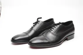 Real handmade Black Cap Toe Oxford Made of full Grain Natural Crust leather