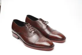 Real handmade Brown Oxford Cap Toe Hand Dyed, Hand Welted Made of full Grain Natural Crust leather