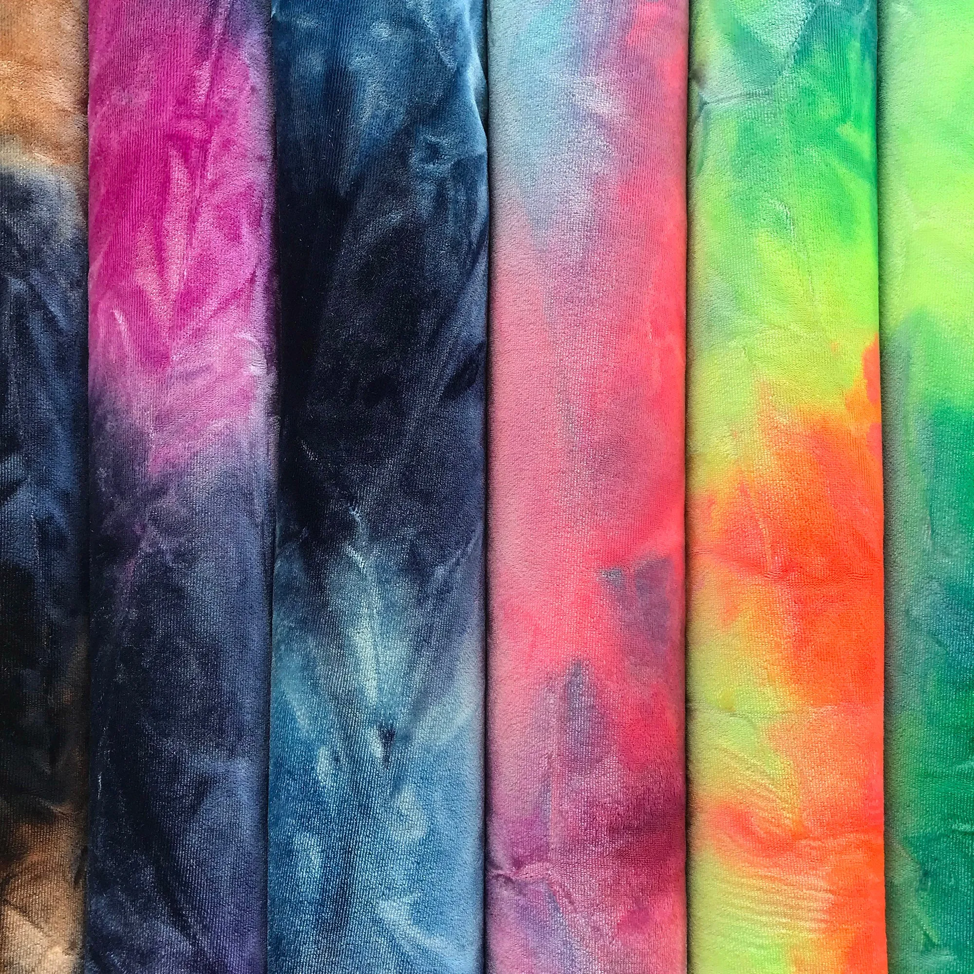 Renegade Tie Dyed Stretch Velvet Fabric | Blue Moon Fabrics