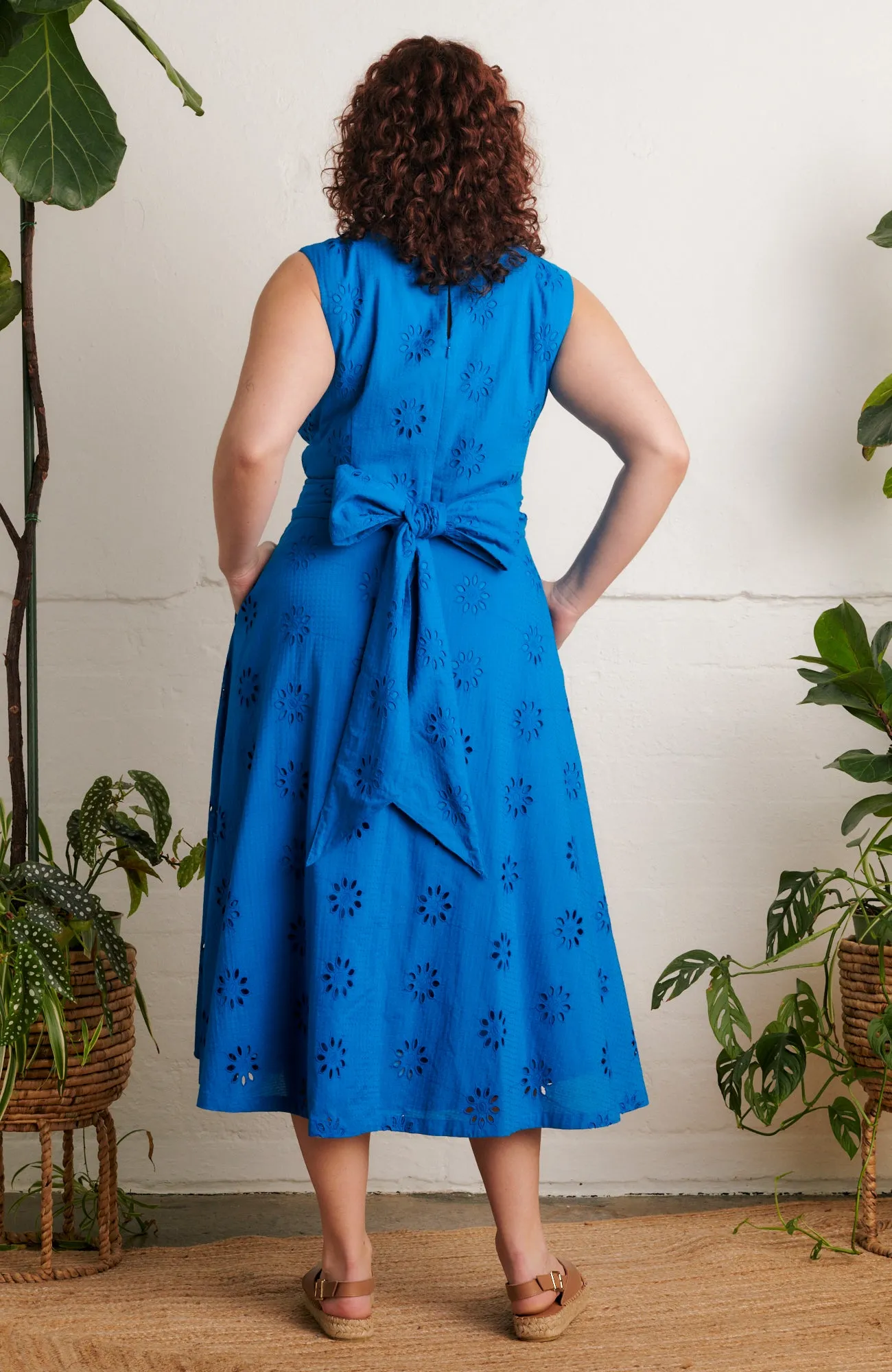 Roberta Floral Broderie Brilliant Blue Dress