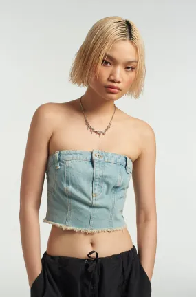 Roxy Denim Corset Top Blue