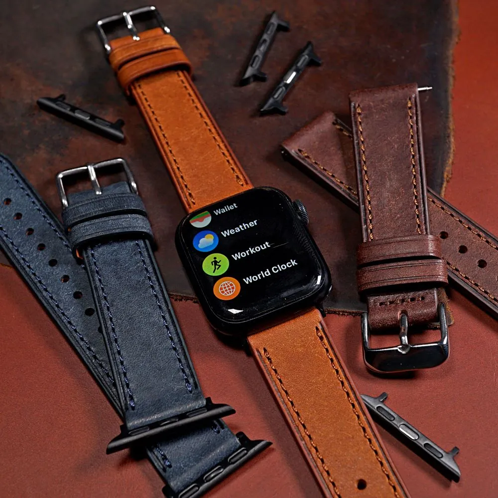 Signature Pueblo Leather Strap in Cognac (Apple Watch)