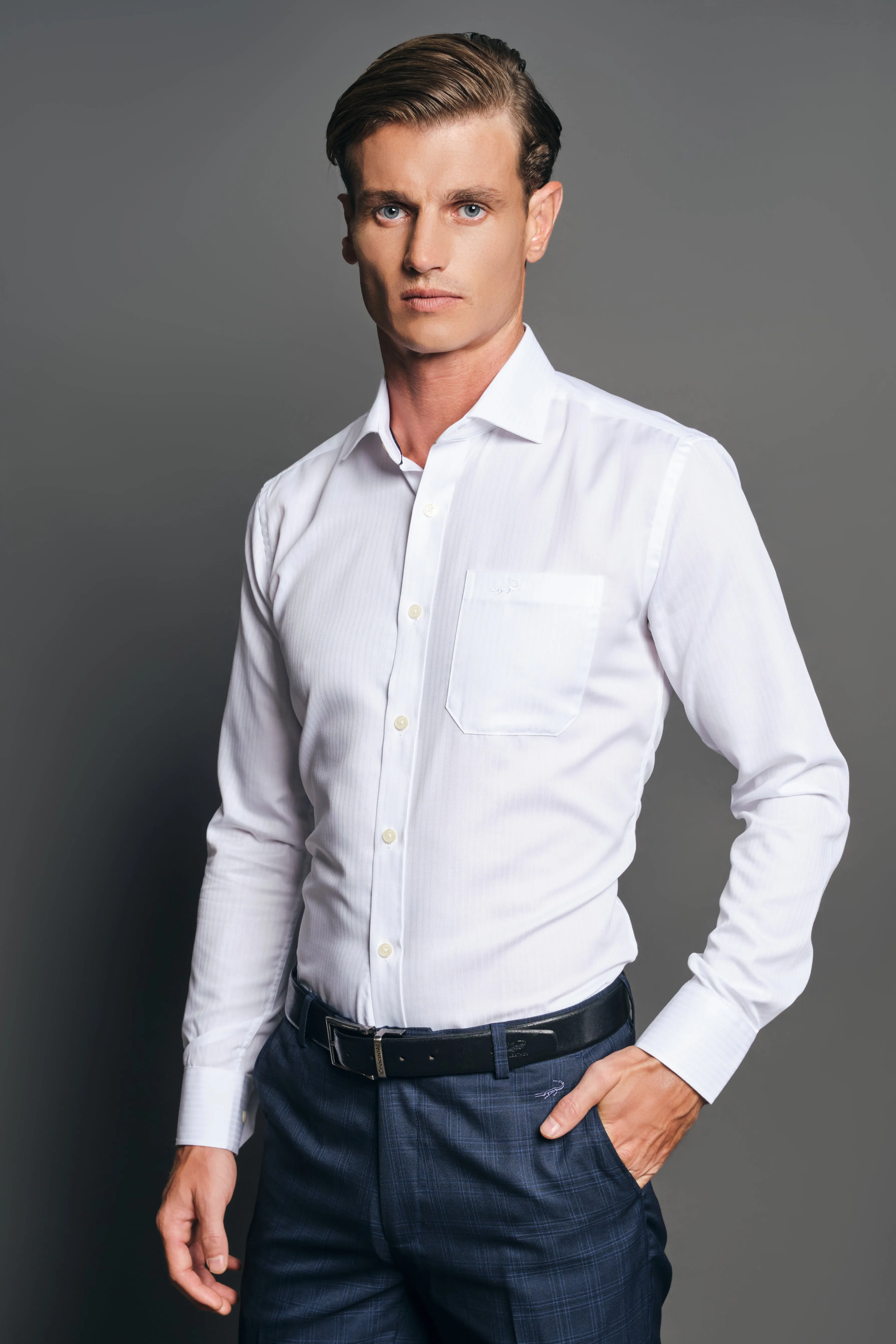 Slim Fit Long sleeves-Formal Shirts-Gardenia