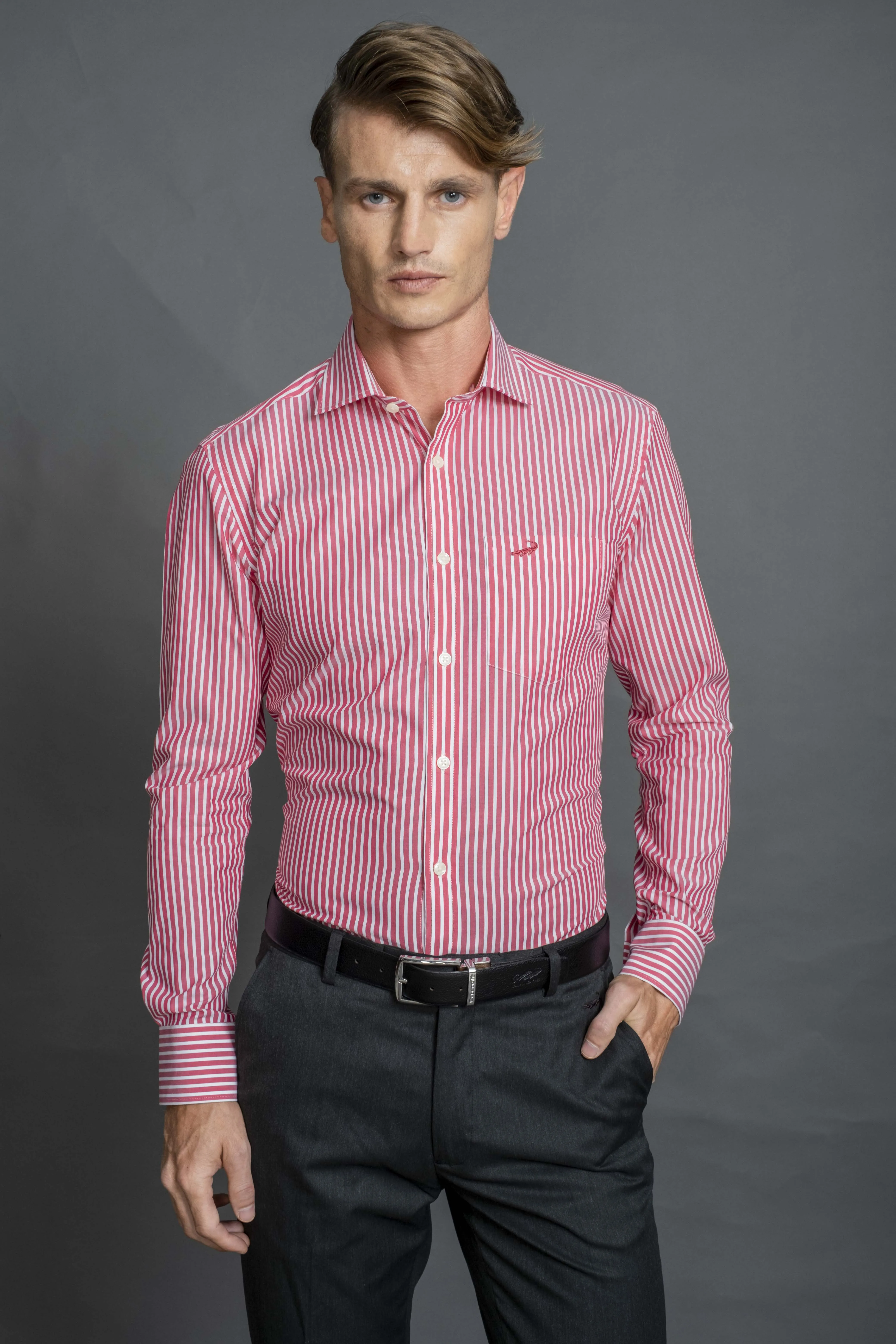 Slim Fit Long sleeves-Formal Shirts-Scarlet