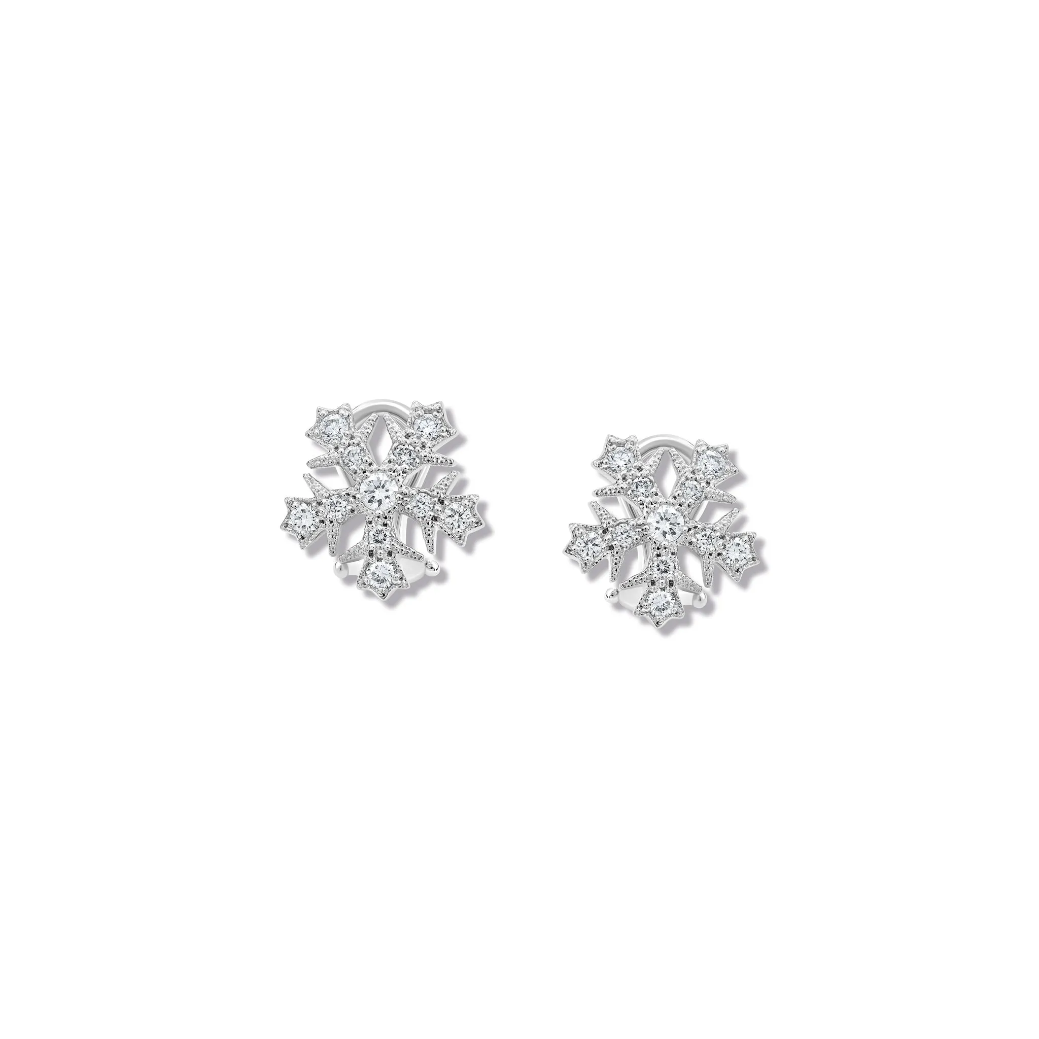 Snowflake Earrings 18ct White Gold - Diamond