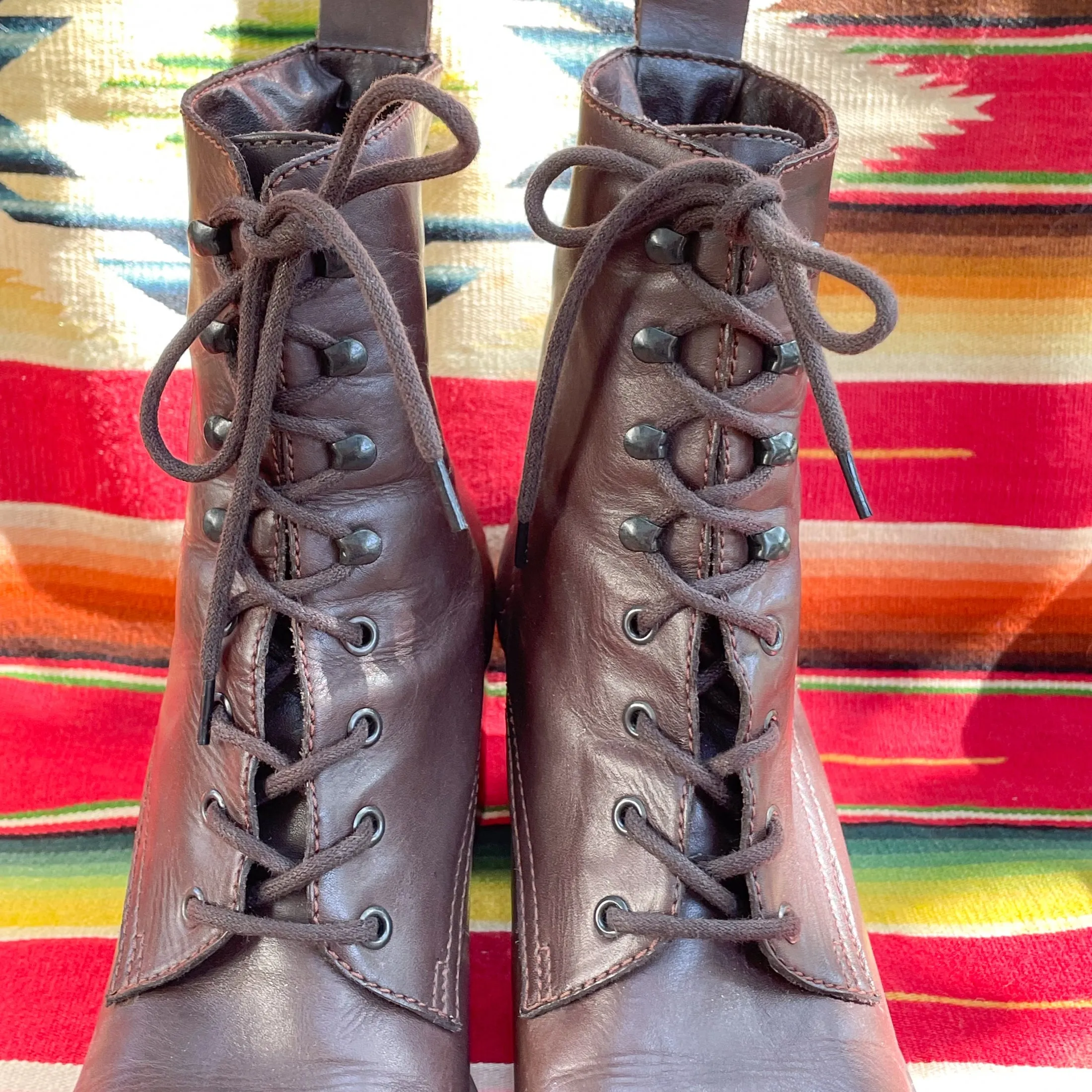 SOLD Vintage 90s Lace Up Granny Ankle Boots, 9 West SZ 7.5