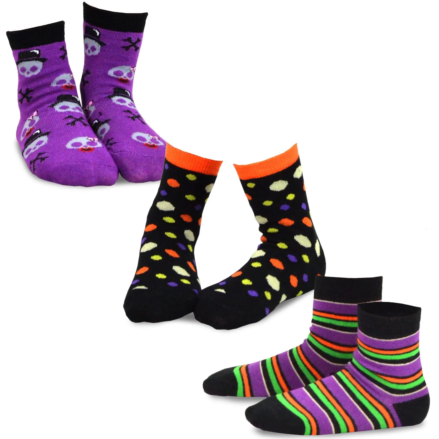 TeeHee Socks Kid's Halloween Cotton Short Crew Assorted 4-Pack (70907)