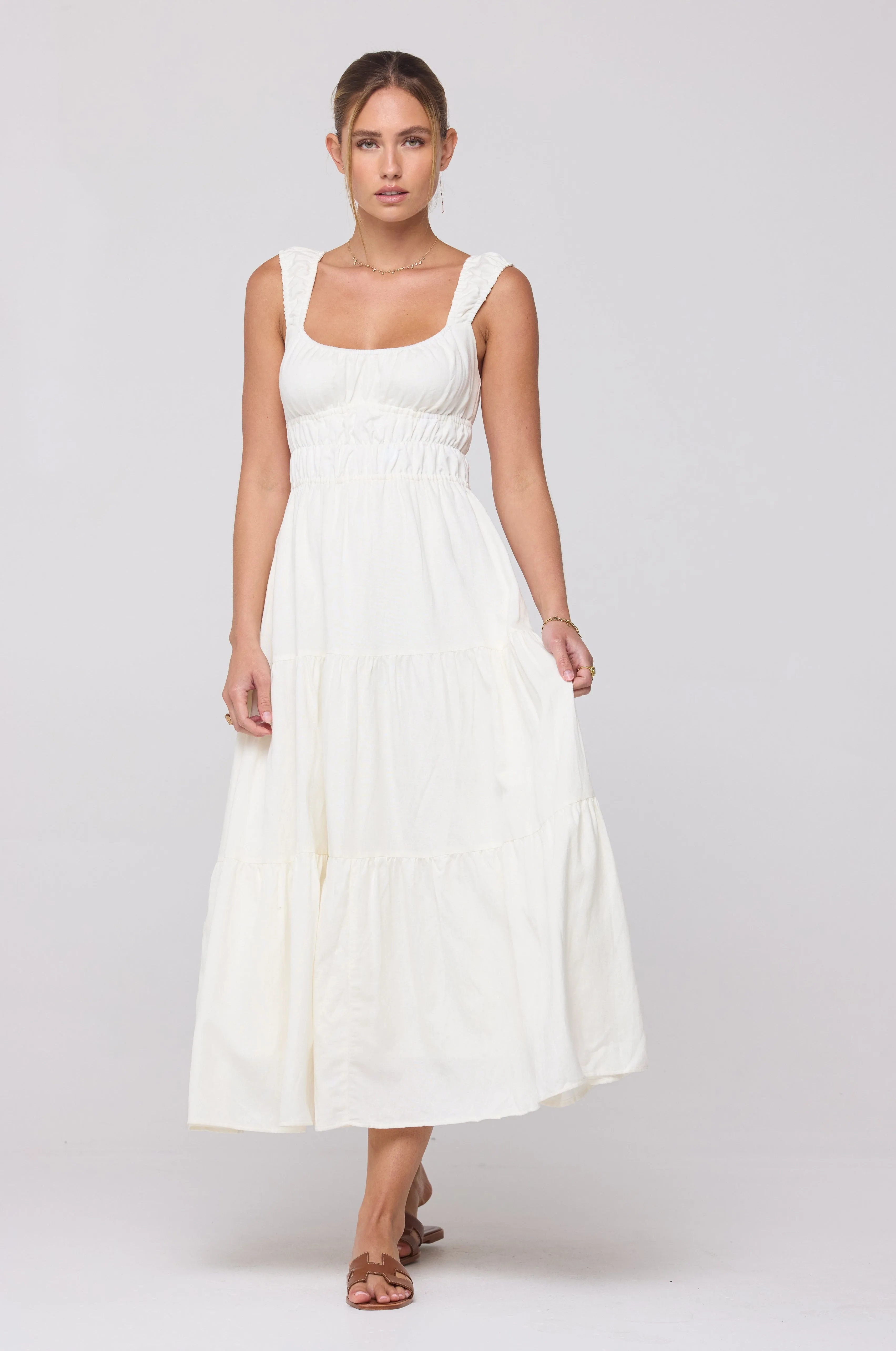 Tori Dress in White Linen