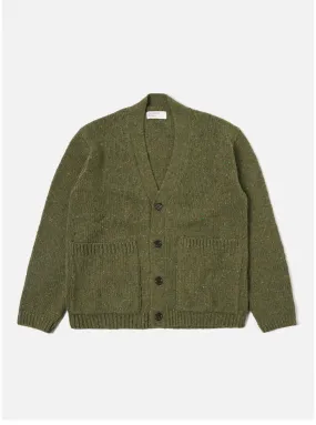 Universal Works Langdale Cardigan in Green Tweed Knit