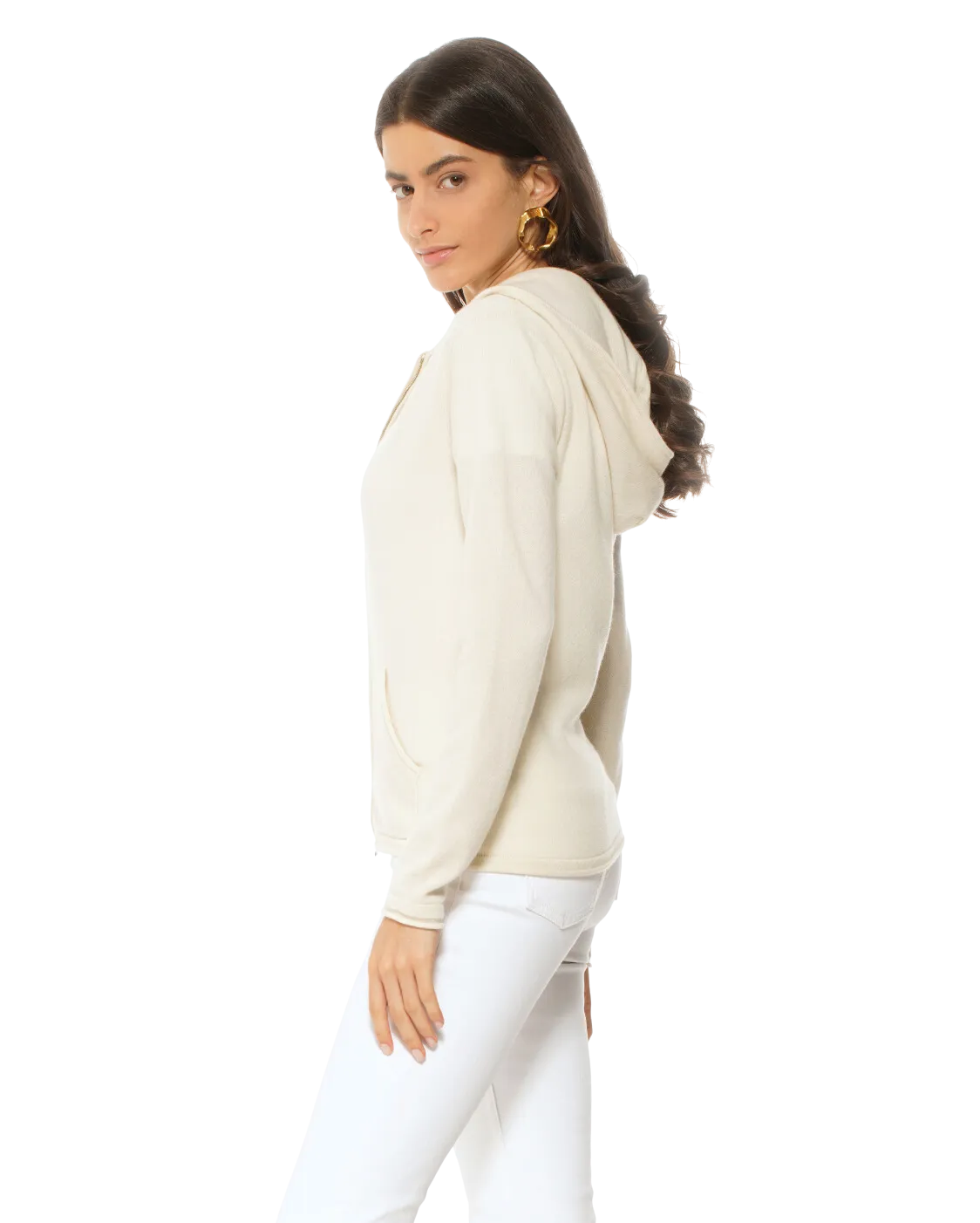 Women's Pure Cashmere Hoodie Sweater Camel