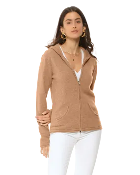 Women's Pure Cashmere Hoodie Sweater Camel